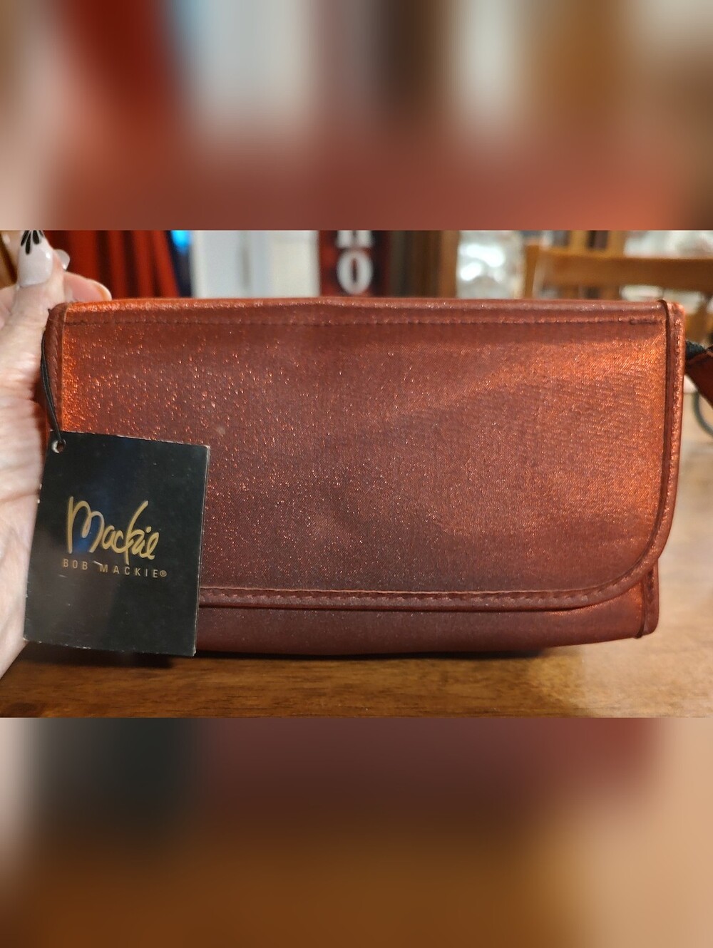 Bob Mackie Glittery Red Cosmetic Bag With Mirror